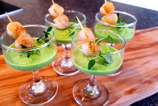 Ärtpannacotta med pilgrimsmusslor